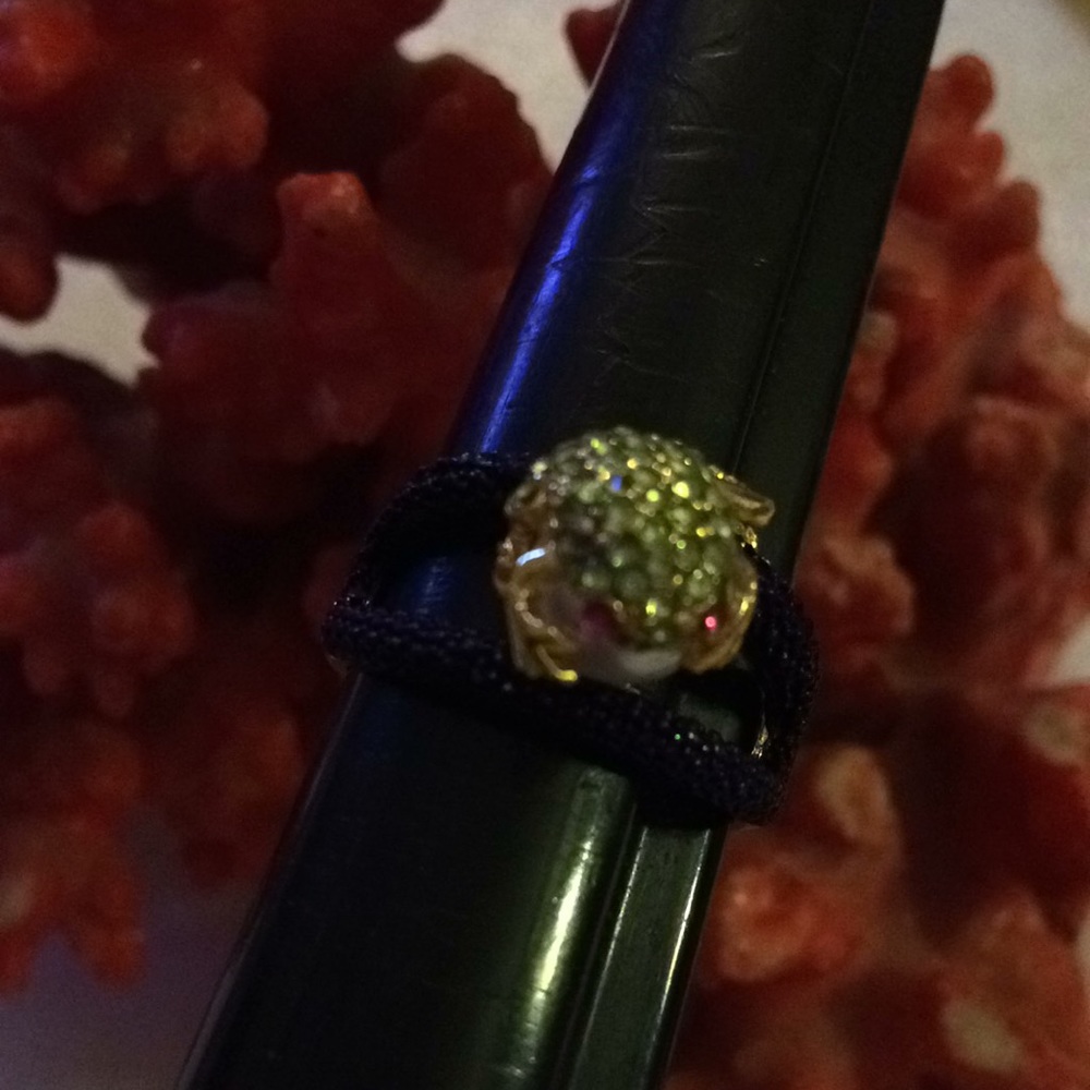 Vintage gold over 925 pearl turtles ring - Picture 5 of 6